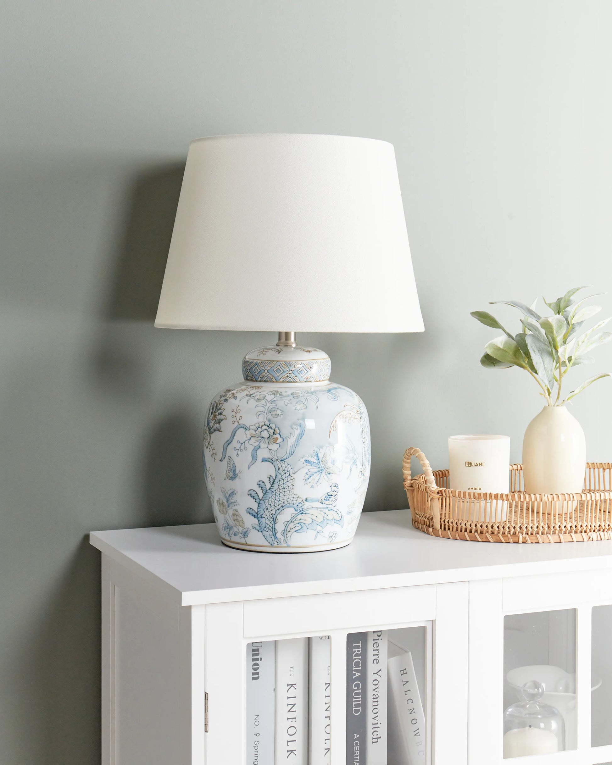  Table Lamp JAMAPA Porcelain White/ Blue
