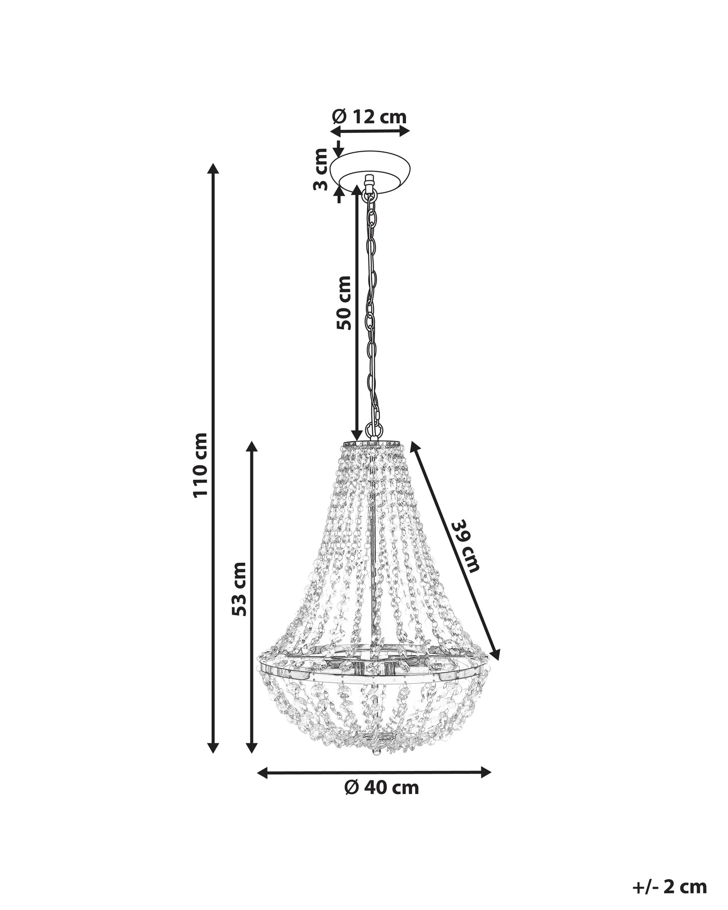  Chandelier DIAMANTE Metal Gold
