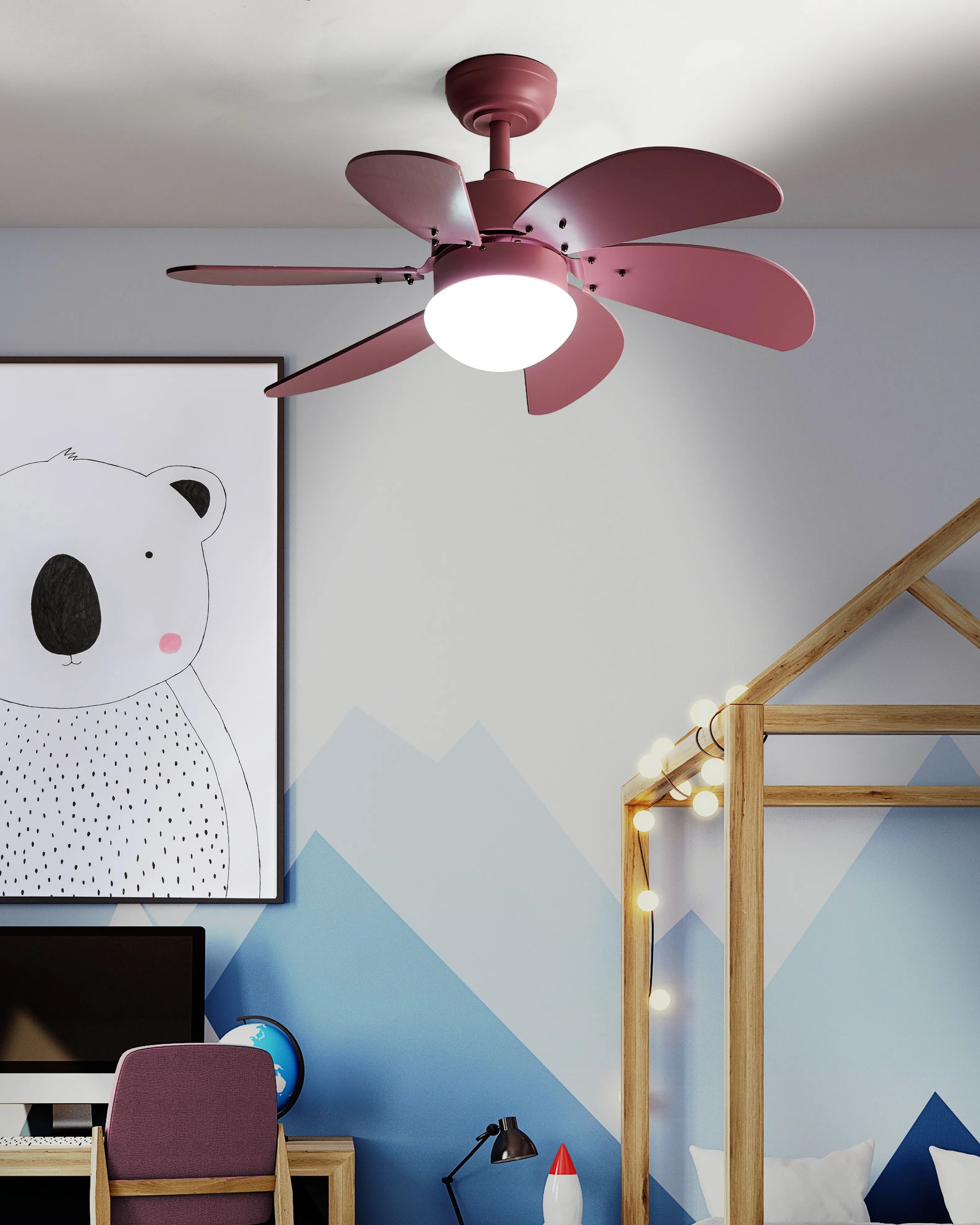  Ceiling Fan With Light LOGAR With Remote LED Pink