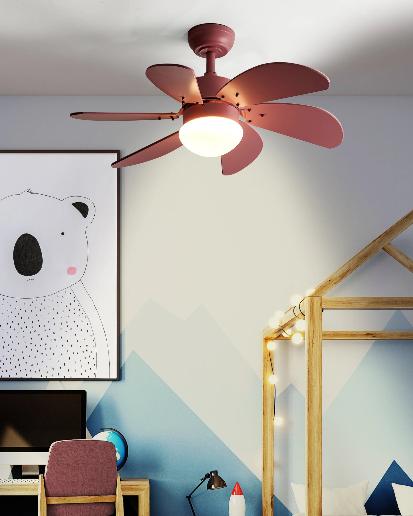  Ceiling Fan With Light LOGAR With Remote LED Pink