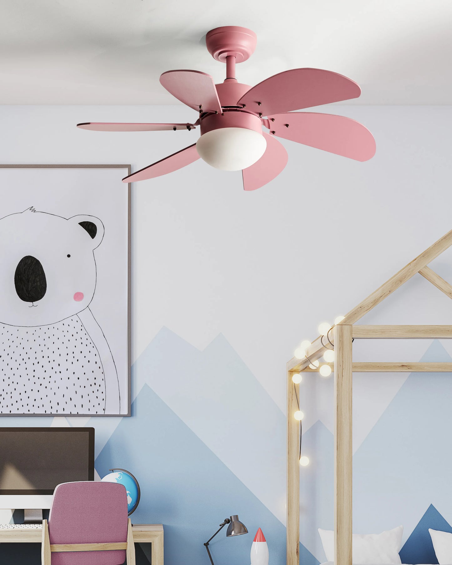 Ceiling Fan With Light LOGAR With Remote LED Pink