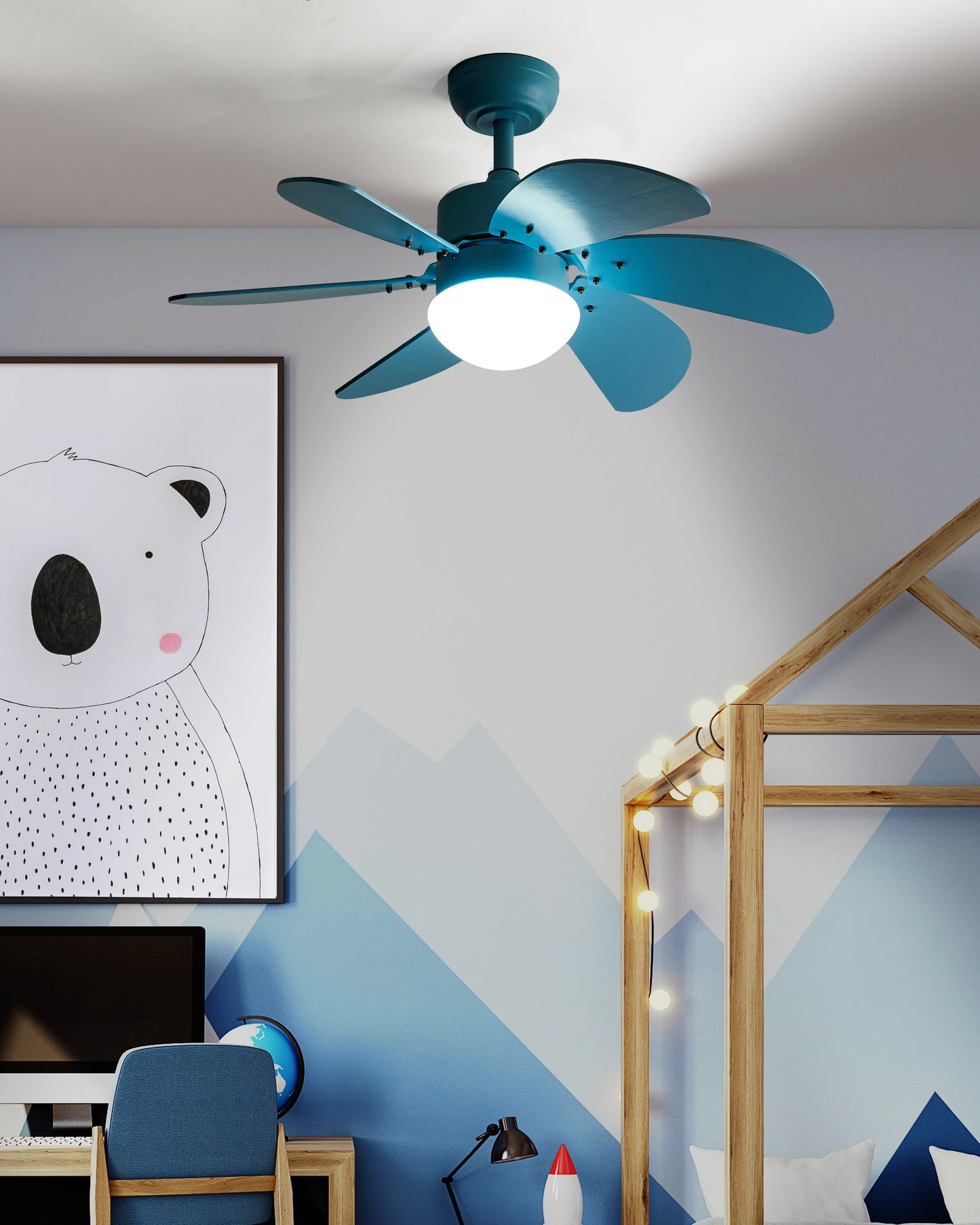  Ceiling Fan With Light LOGAR With Remote LED Blue