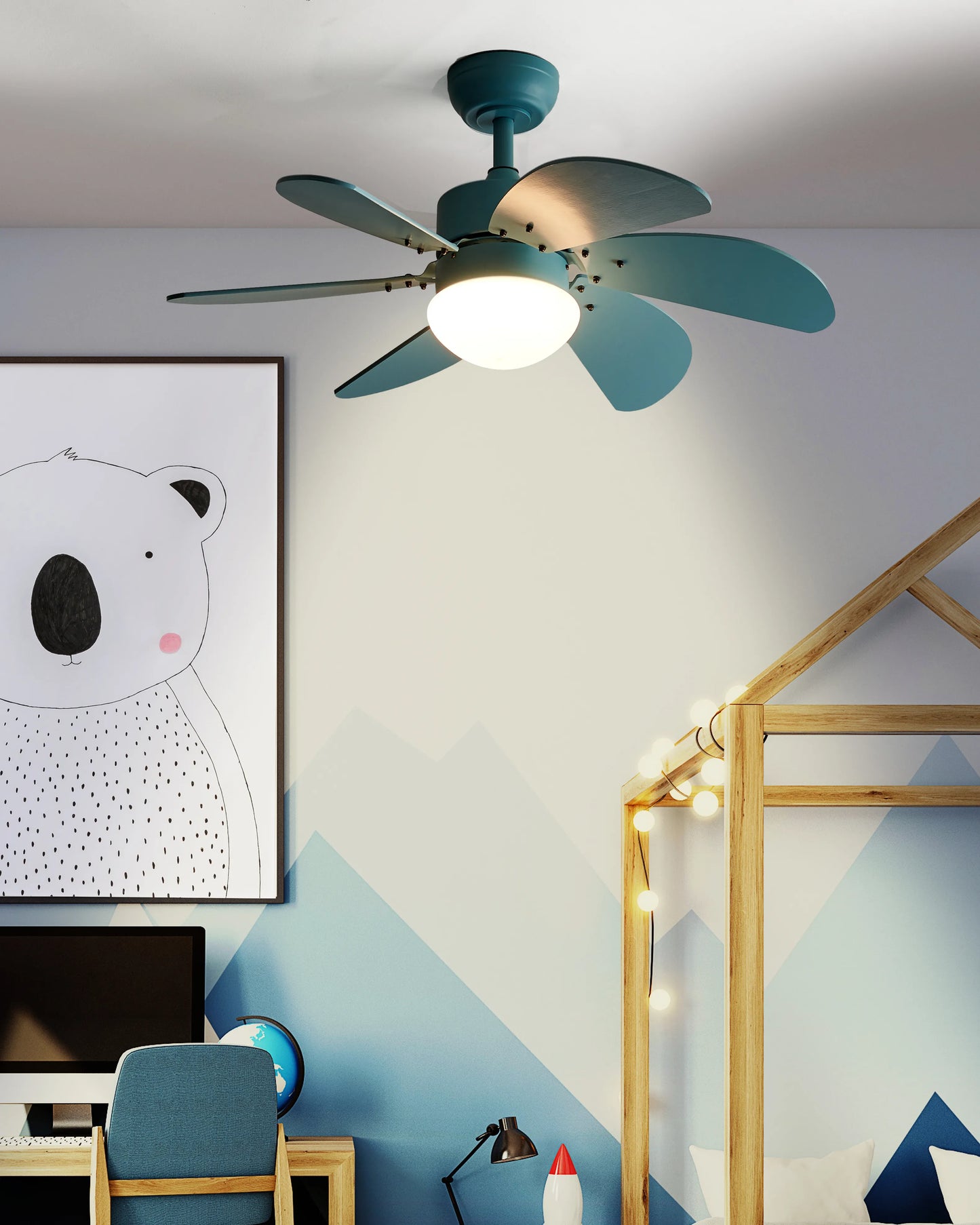  Ceiling Fan With Light LOGAR With Remote LED Blue