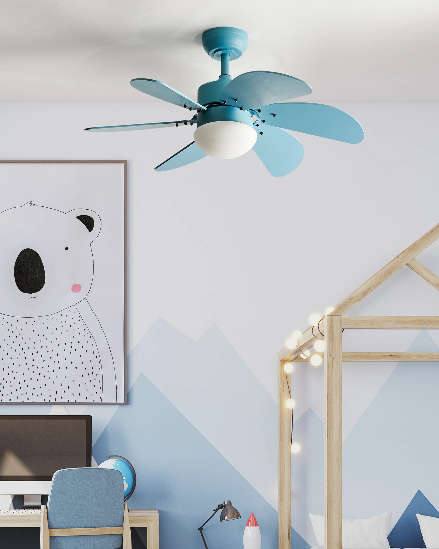  Ceiling Fan With Light LOGAR With Remote LED Blue