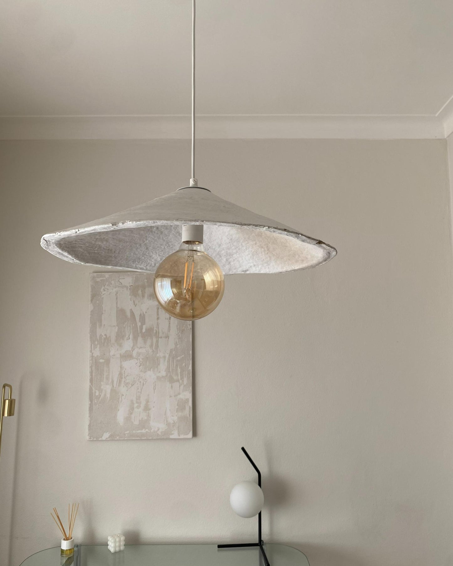  Pendant Lamp PORONGOS Papier-Mâché White