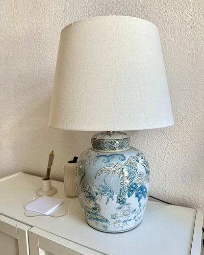  Table Lamp JAMAPA Porcelain White/ Blue