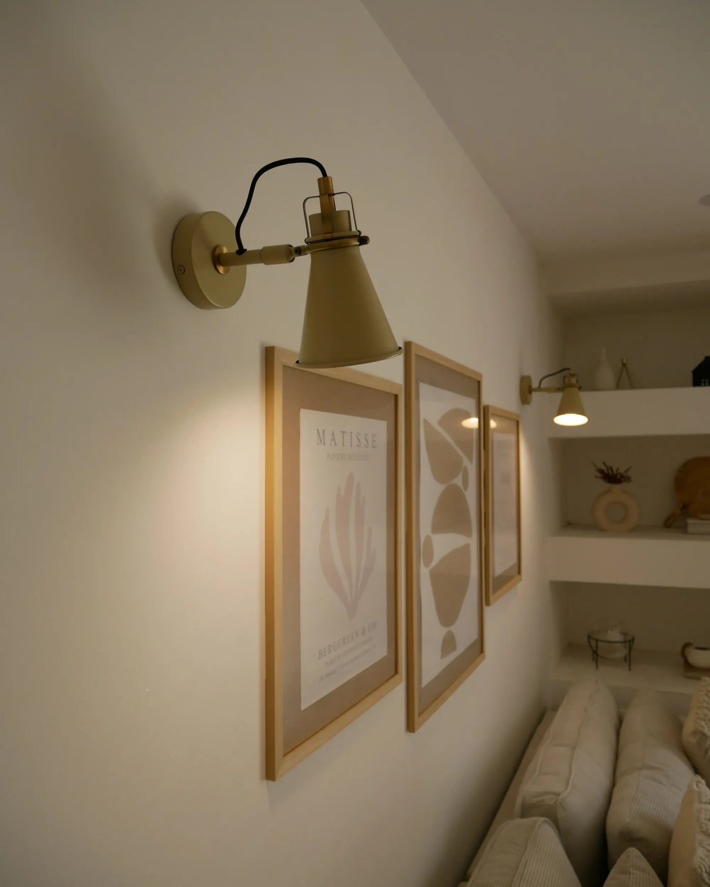 Set Of 2 Wall Lamps MOYOLA Adjustable Metal Beige