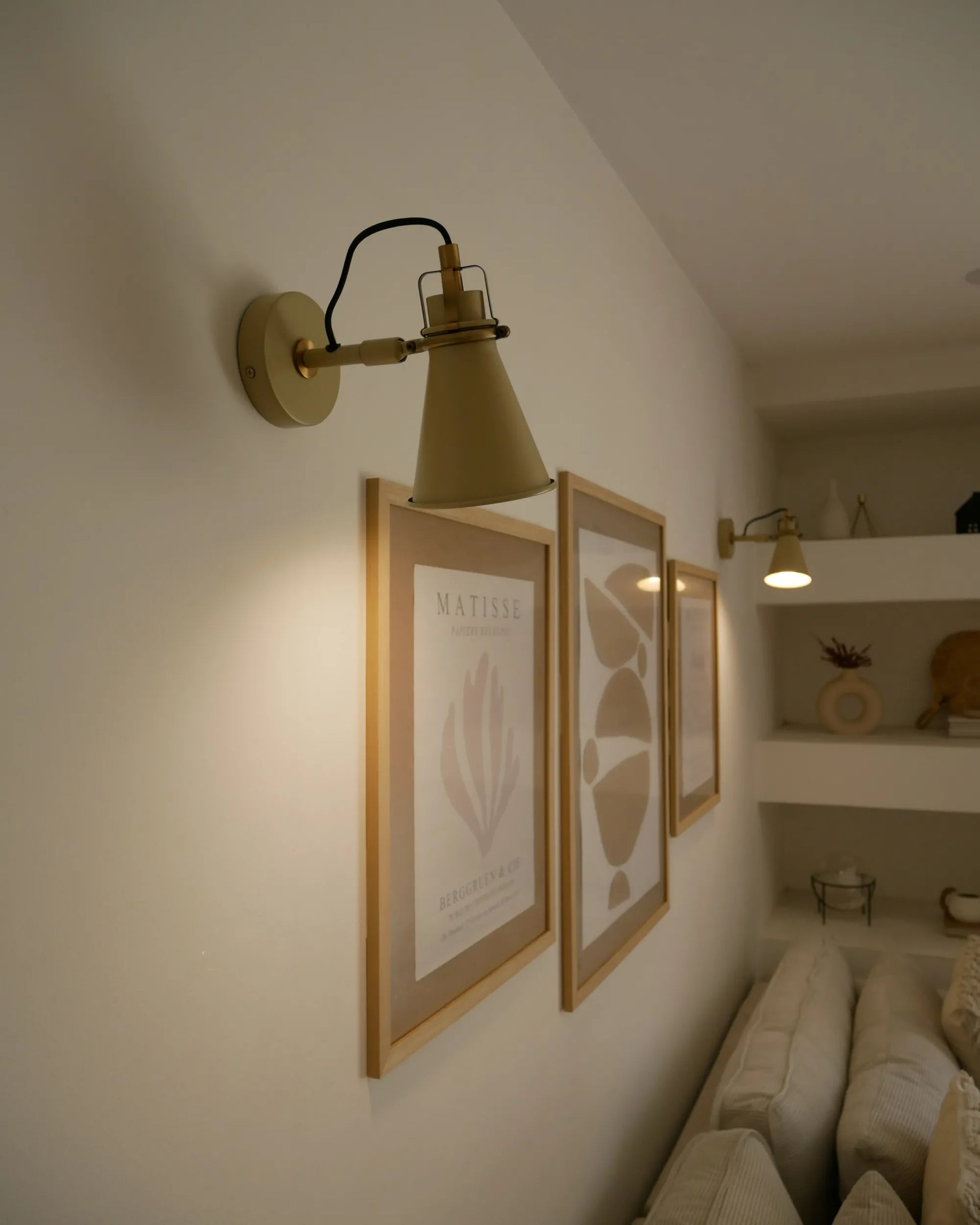  Set Of 2 Wall Lamps MOYOLA Adjustable Metal Beige