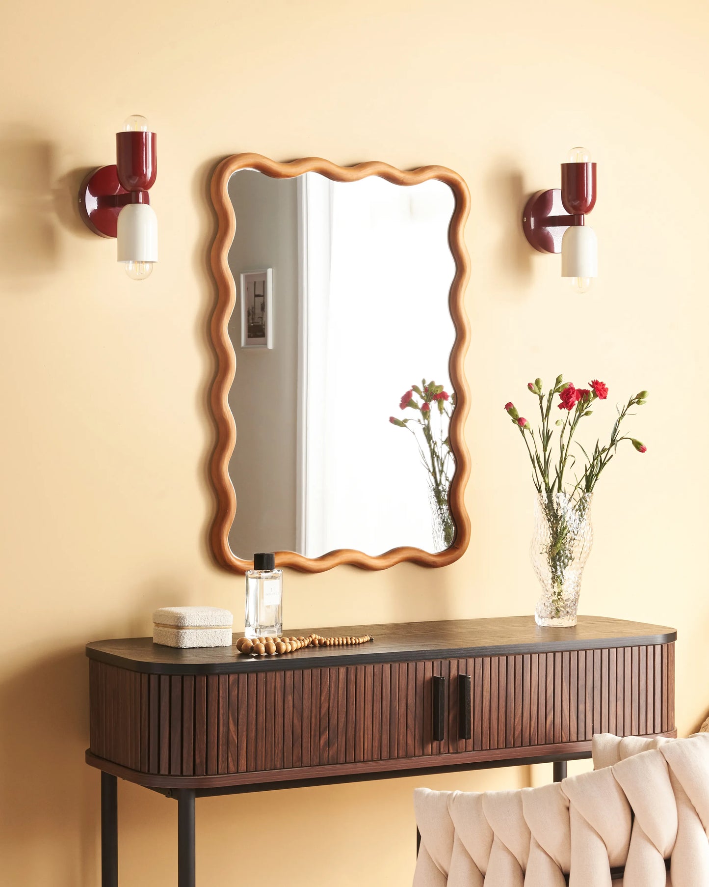  Set Of 2 Wall Lamps TOPI Metal Red