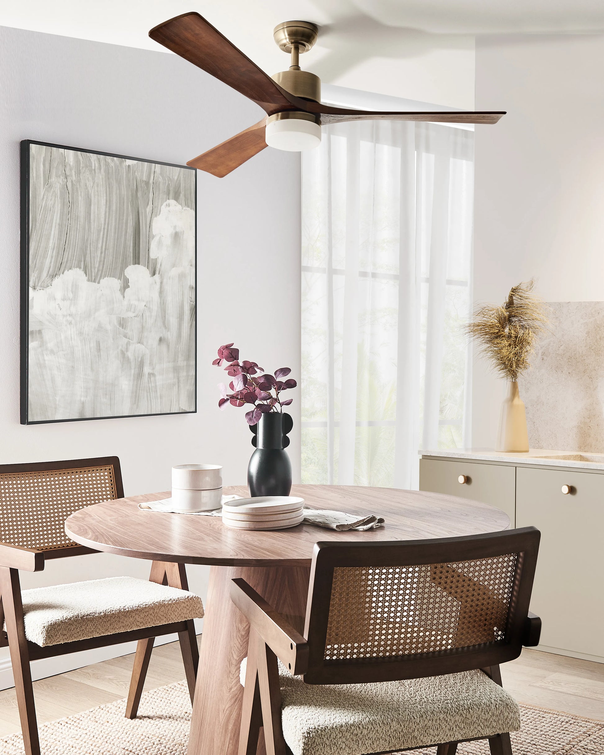  Ceiling Fan With Light ARUWIMI With Remote LED Brass